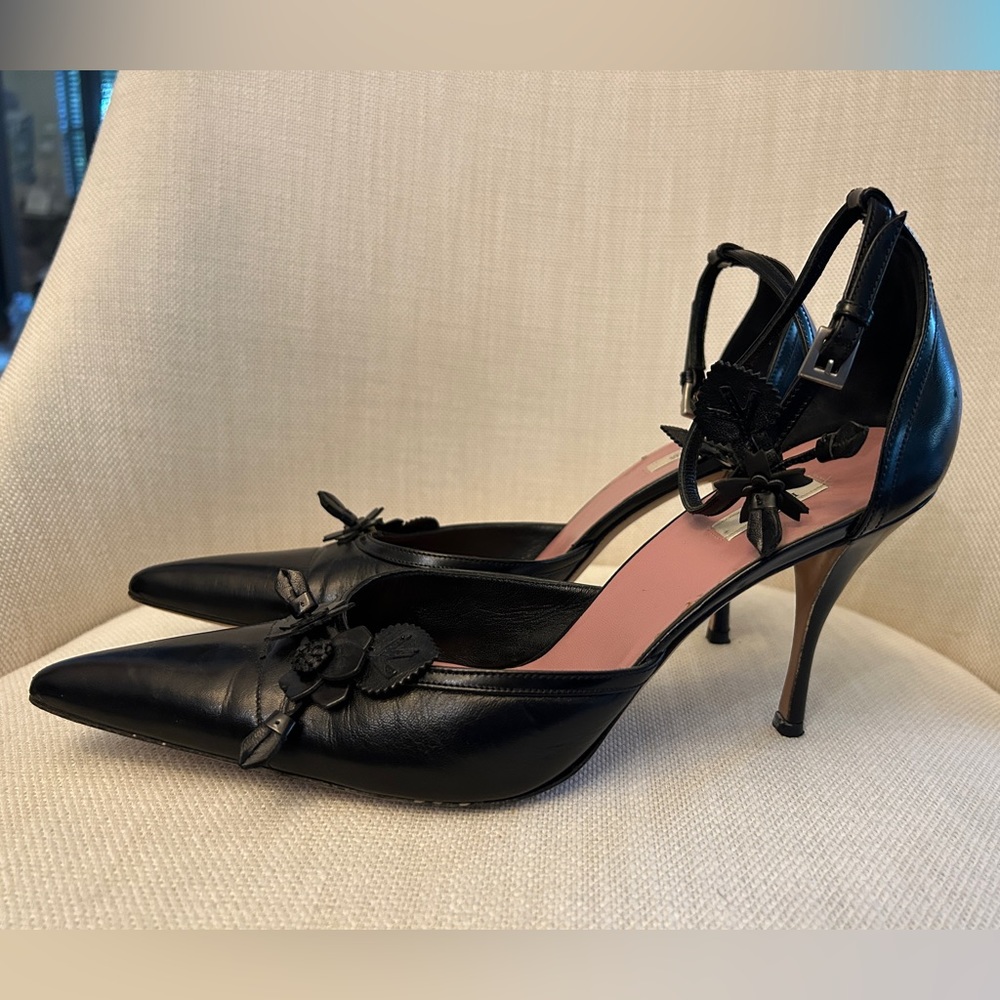 PRADA flower heels sz 10.5
